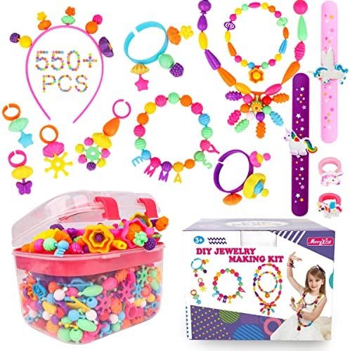 Pop Beads - 550+Pcs DIY Jewelry Making Kit for Toddlers 3, 4, 5, 6, 7 ,8 Year Old, Kids Pop Snap ... | Amazon (US)