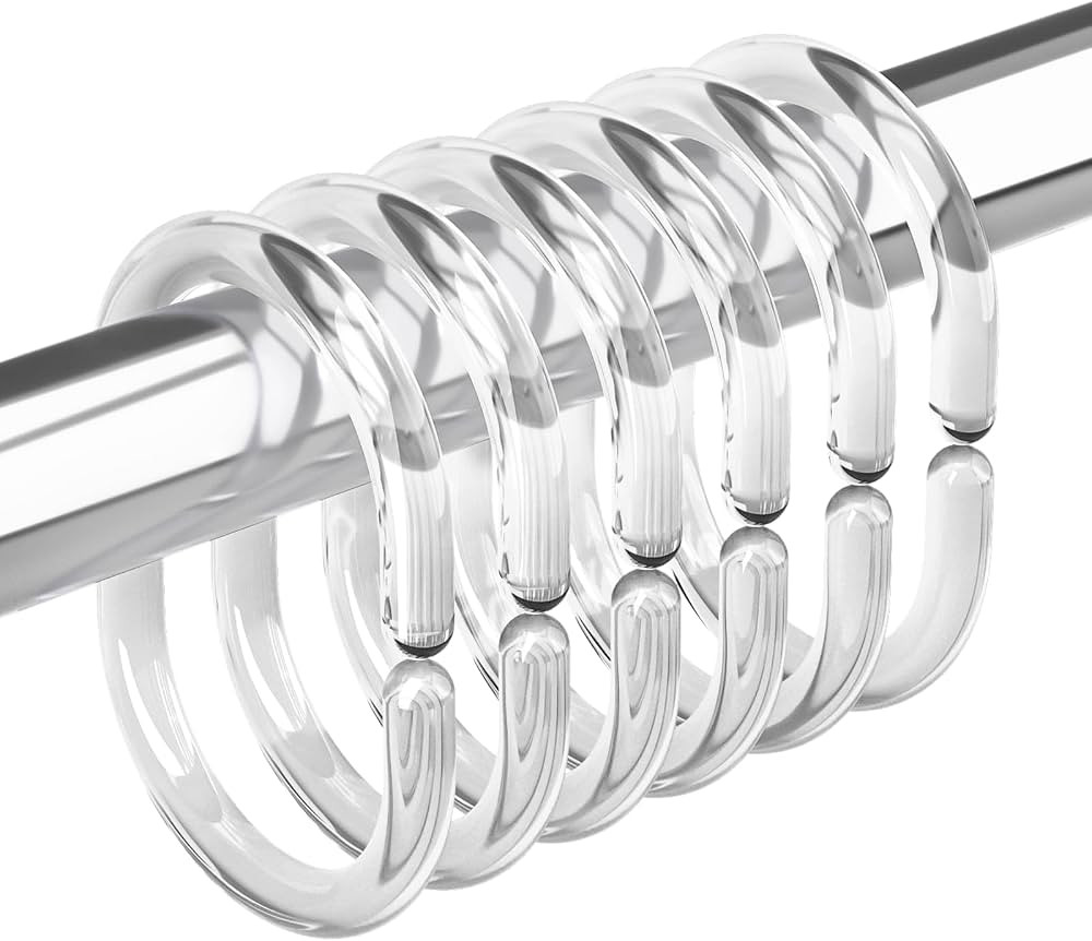 Amazer Plastic Shower Curtain Rings, Shower Curtain Hooks, 24 Pcs C Shaped Shower Hooks for Showe... | Amazon (US)