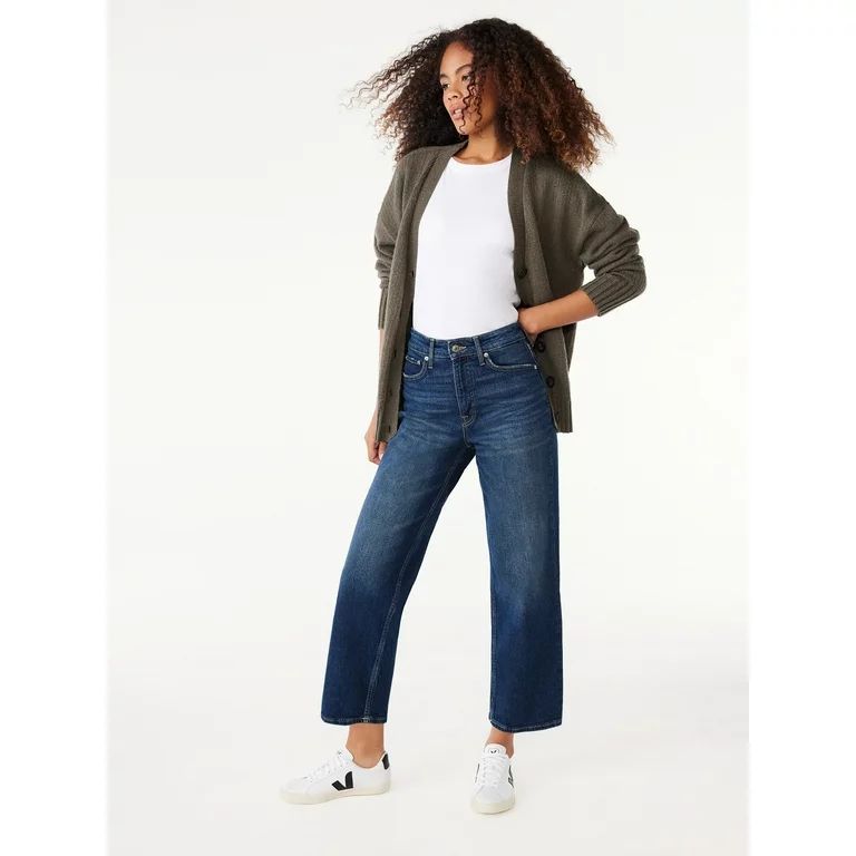 Free Assembly Women's Super High Rise Crop Wide Straight Jean | Walmart (US)