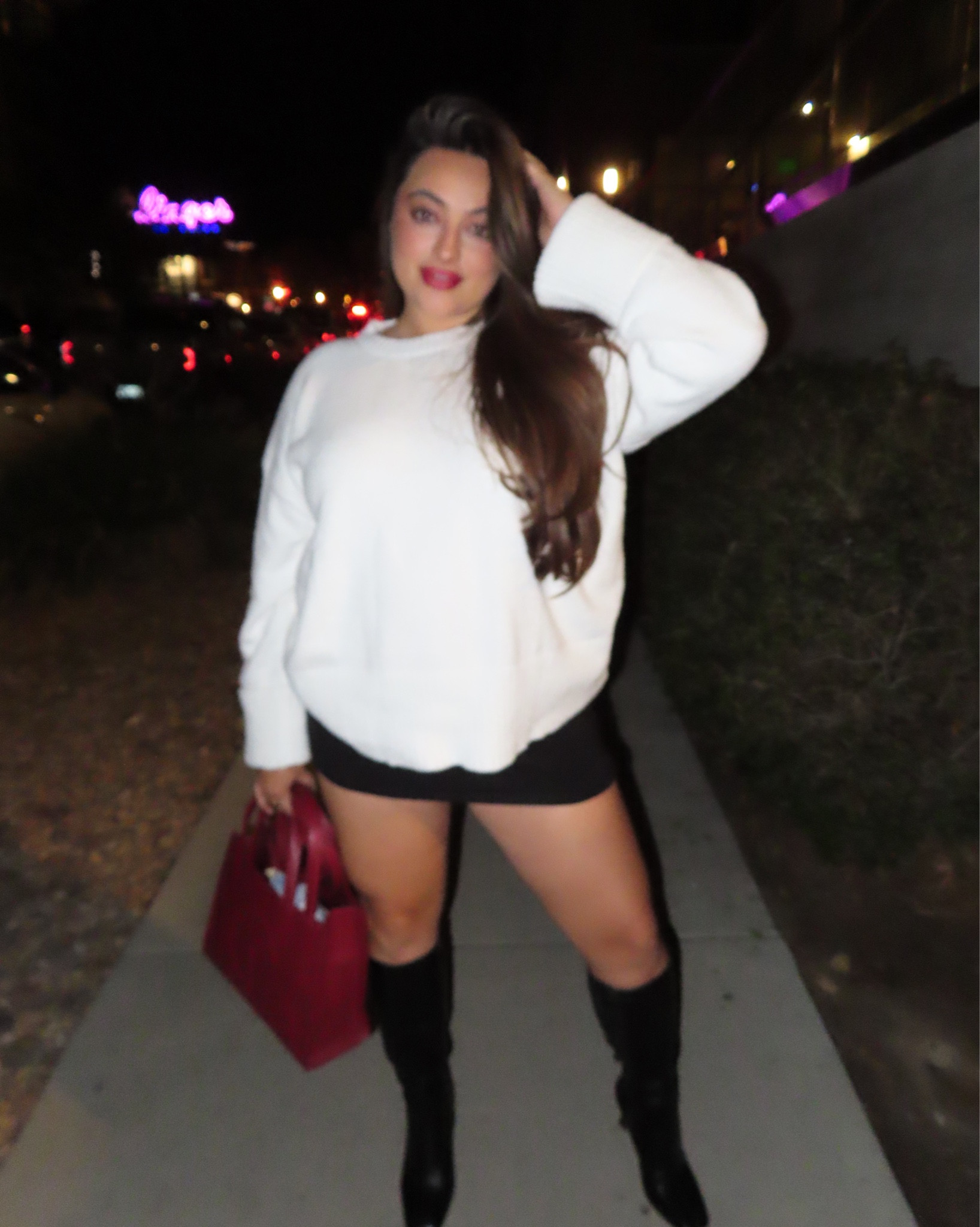 By far one of my favorite fall outfits!! 🍂
All items are very versatile. 
This is the staple black mini skirt and it is the perfect length! 
The sweater is PERFECT! It is warm, cozy, and has the perfect oversized look. 
I got the boots on amazon and I was very nervous, but wow they are so comfy ! 

#LTKStyleTip #LTKHoliday #LTKMidsize