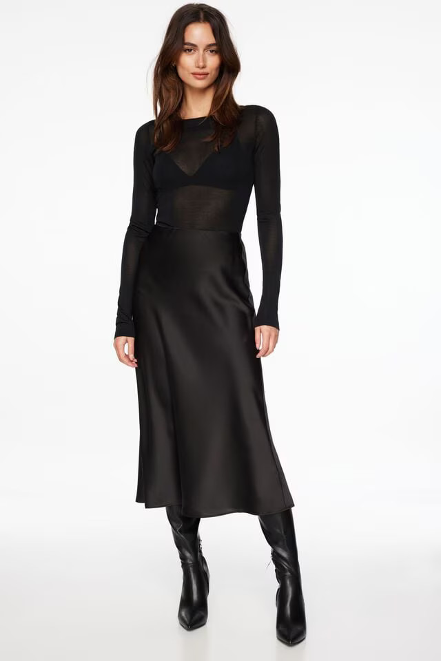 Melody Satin Slip Midi Skirt | Dynamite Clothing