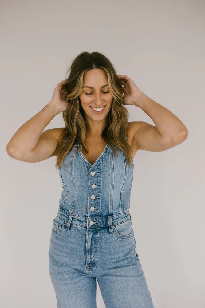 Pistola: Aria Denim Vest Jumpsuit | Fig & Willow