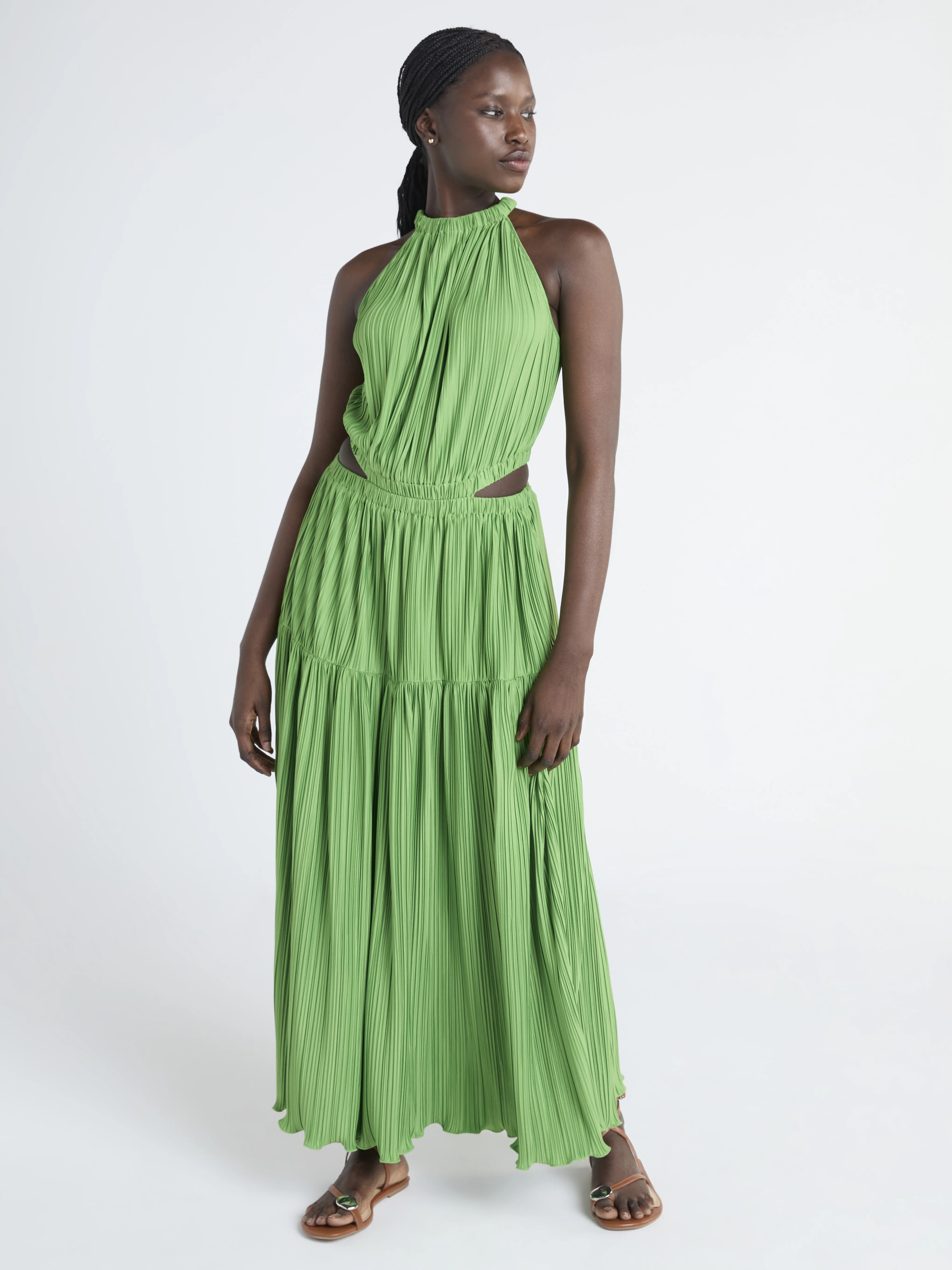 Scoop Women’s Plisse Halter Maxi Dress with Cutouts, Sizes XS-XXL | Walmart (US)