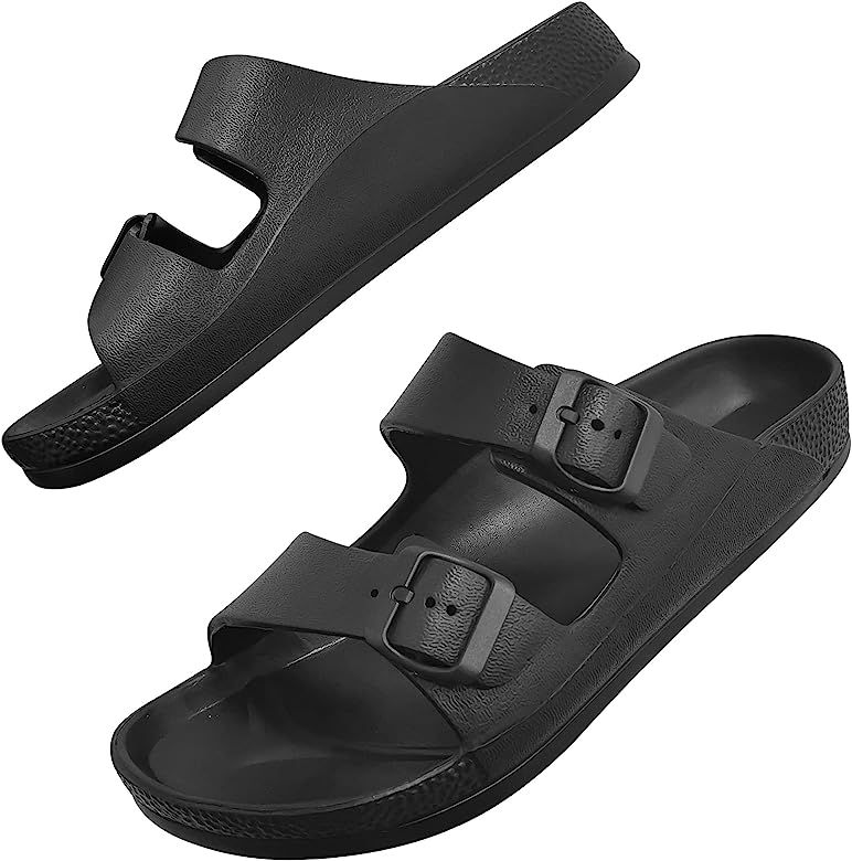 Womens Slide Sandals Lightweight EVA Slip On Beach Shower Water Sandals Women | Amazon (US)