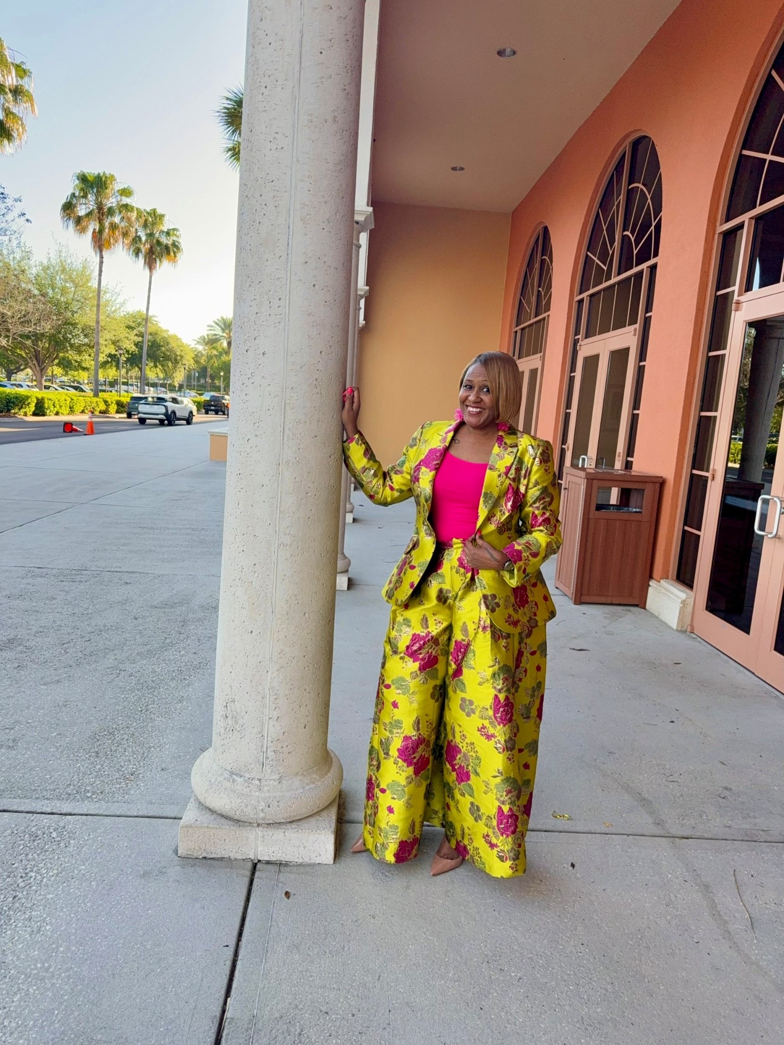 Pink and Green wide leg pants and jacket 

#LTKOver40 #LTKSeasonal #LTKWorkwear