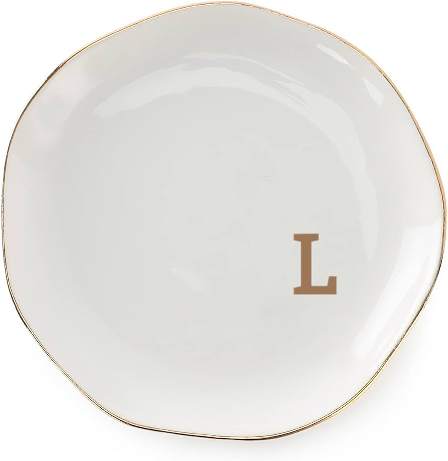 Initials Ring Dish Jewery Tray with personalized L-Monogrammed Gifts Wedding Engagement for Women... | Amazon (US)