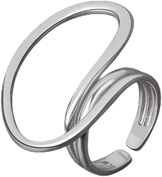 Irregular Big Round Statement Ring for Women Girls Exaggerated Unique Layered Solid Infinity Wedd... | Amazon (US)