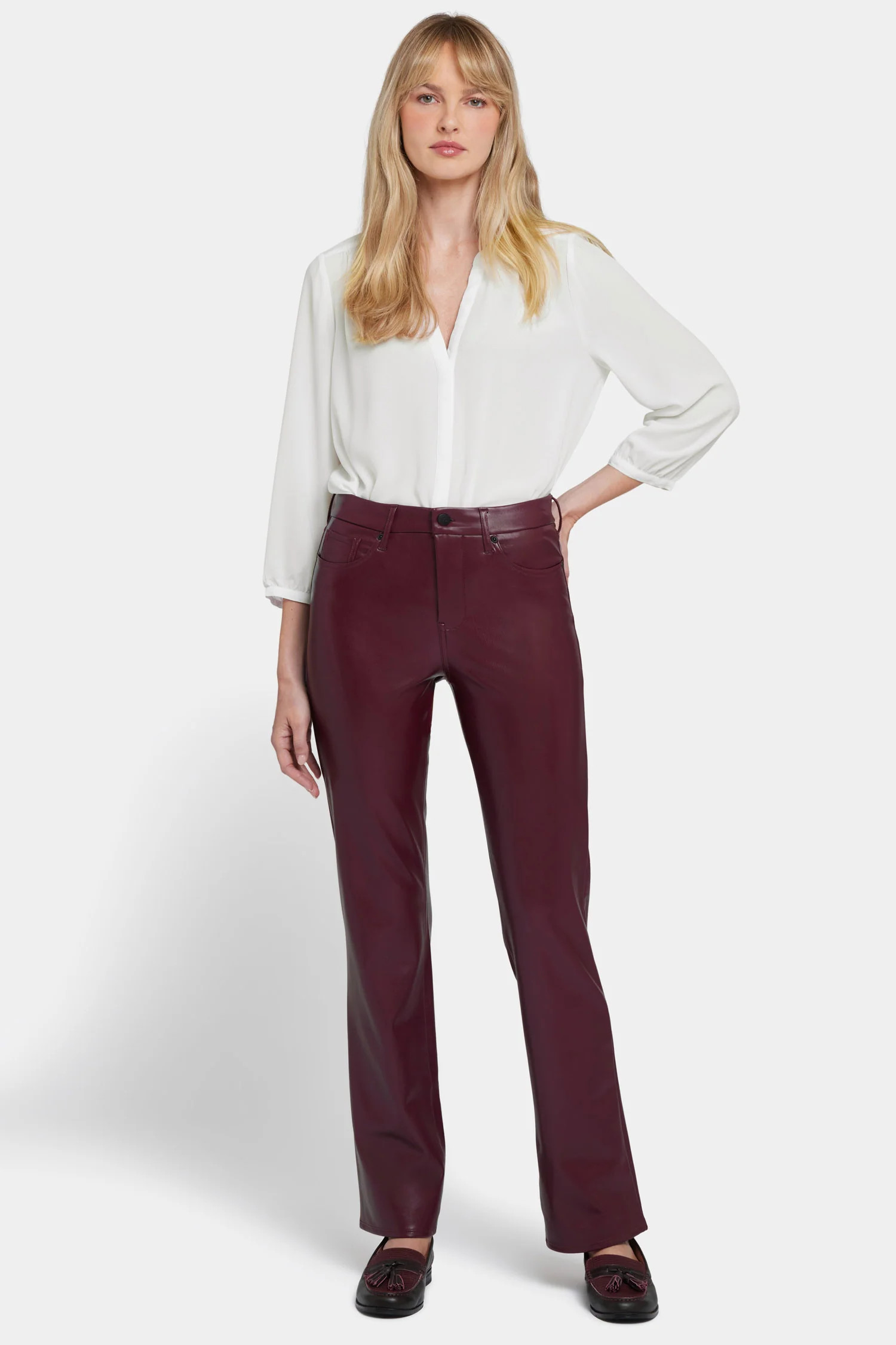 Faux Leather Marilyn Straight Pants - Tavern | NYDJ