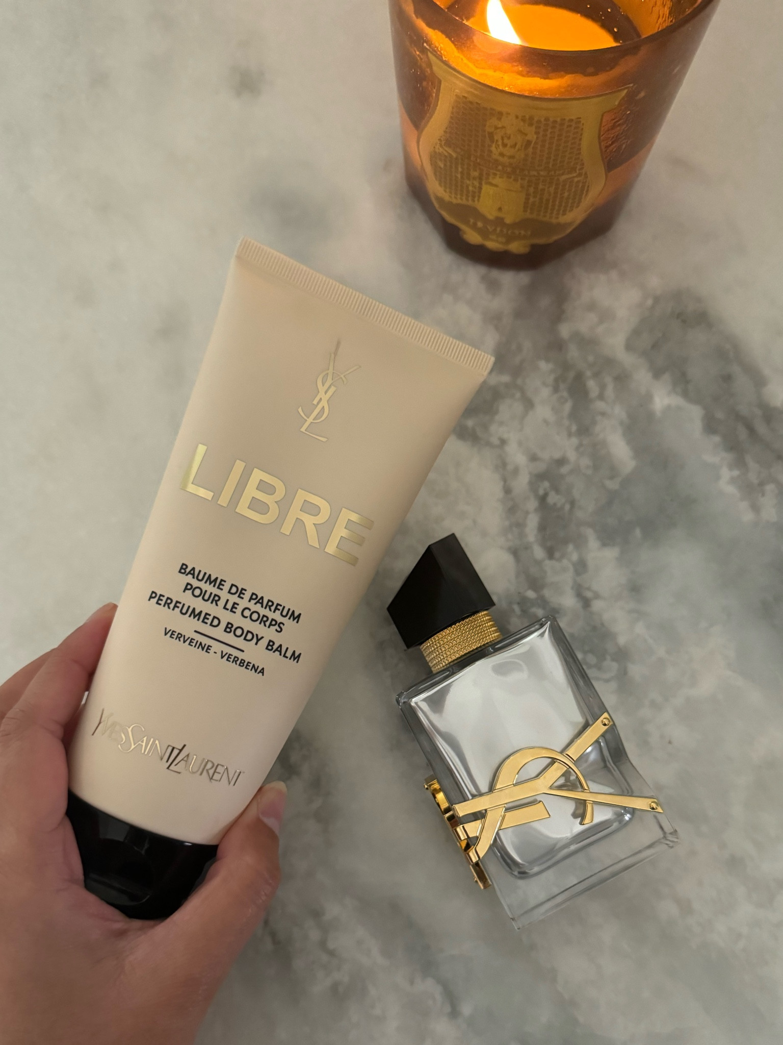 The best combo for a long lasting scent. This is my favorite perfume from the libre line and the balm isn’t drying at all. So luxe! 