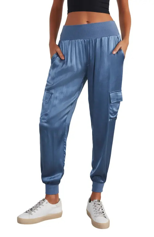 VICI Collection Luxe Look Satin Joggers in Slate Blue at Nordstrom, Size X-Large | Nordstrom