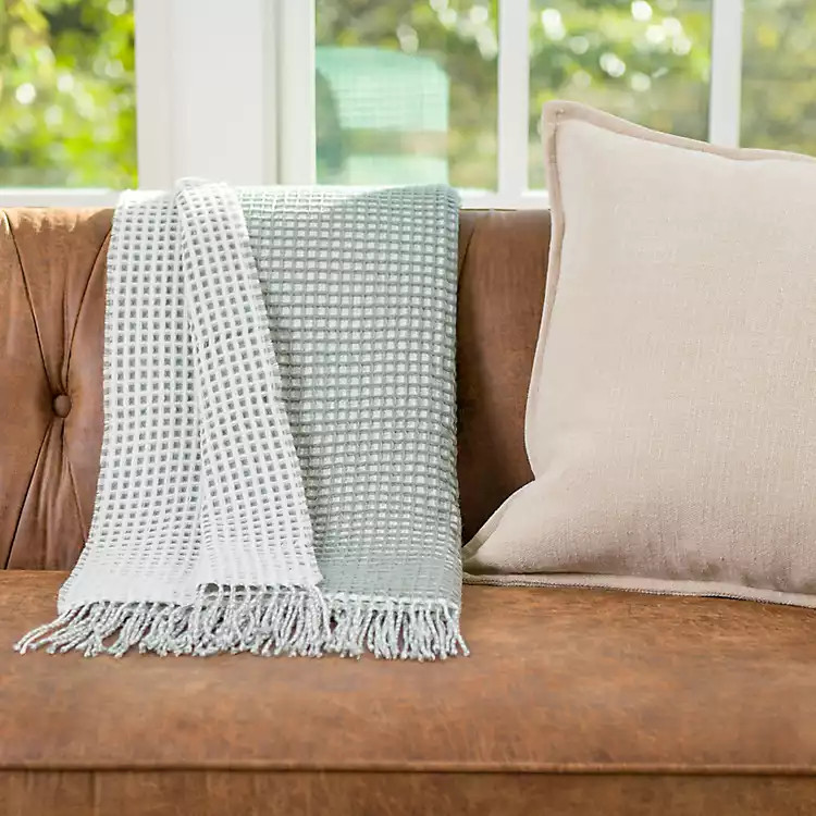 New! Sage Soft Waffle Reversible Throw | Kirkland's Home