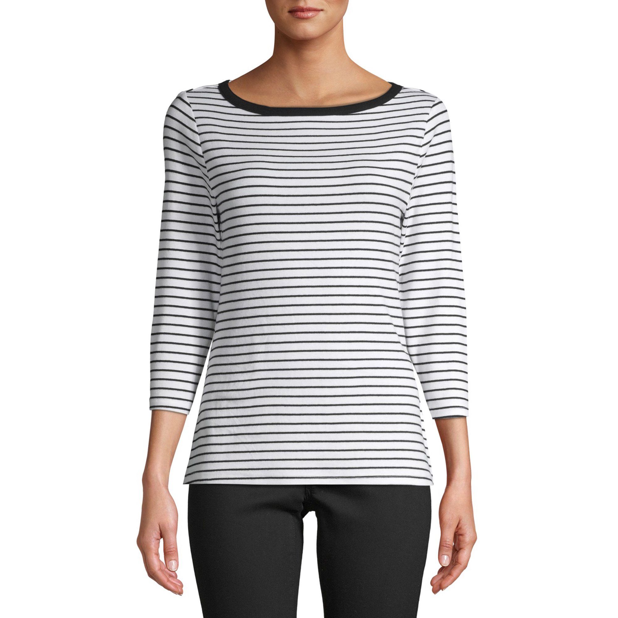 Time and Tru Women's 3/4 Sleeve Boatneck T-Shirt | Walmart (US)