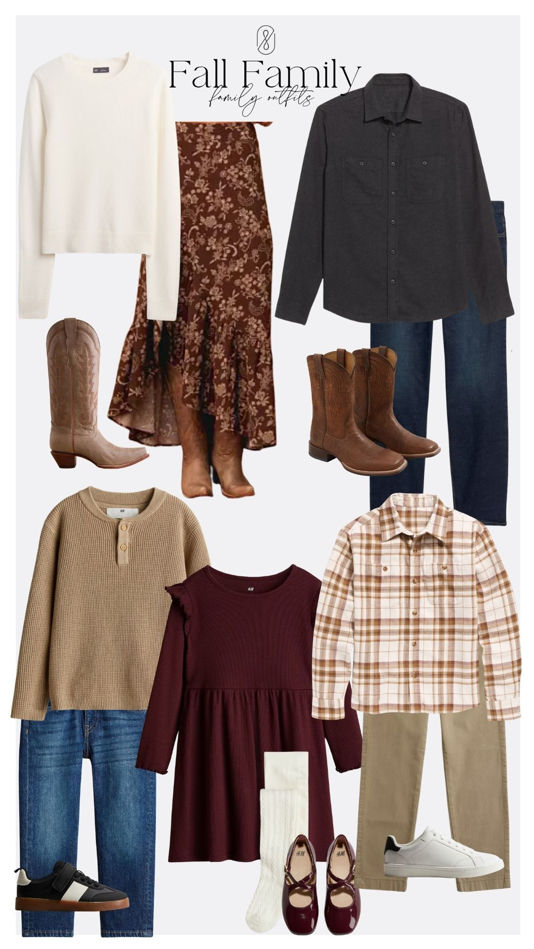 Fall family photos are officially among us! Have you found your outfits yet? The tones in these outfits coordinate perfect with the changing leaves. Rich textures add visual appeal from your head to your toes. 
#fallfamilyphotos #familyof5 #familyoutfitcoordinating 

 #LTKKids #LTKFamily #LTKMens