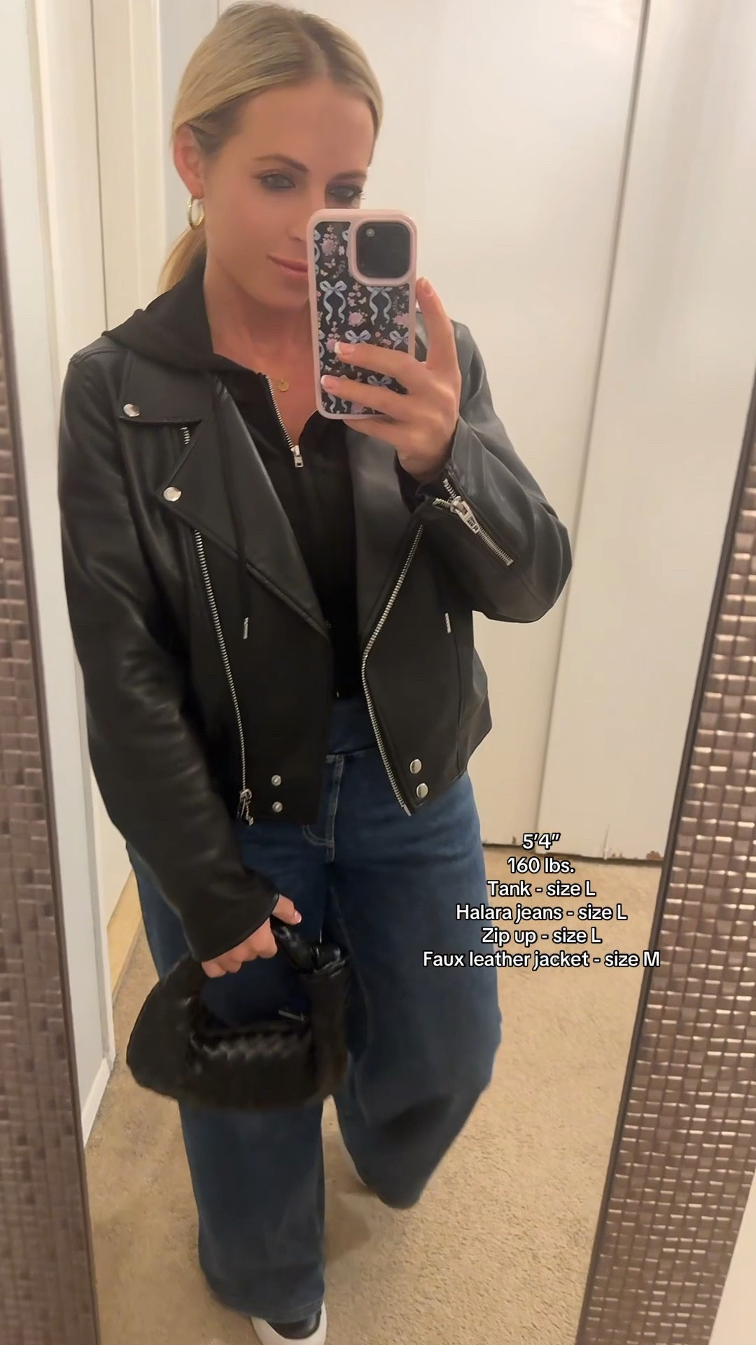 Date night outfit. Stretch jeans. Platform sneakers. Faux leather jacket. Leopard print. Hoop earrings 

#LTKFindsUnder50 #LTKMidsize #LTKWatchNow