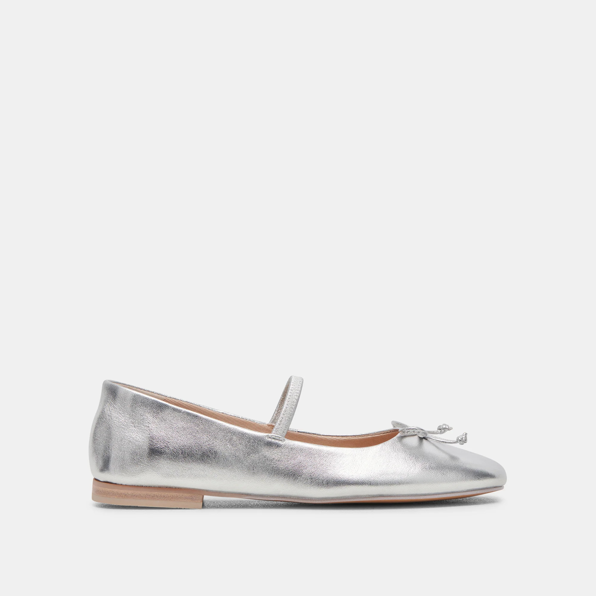 Carin Ballet Flats Silver Metallic Leather | Leather Ballet Flats | DolceVita.com