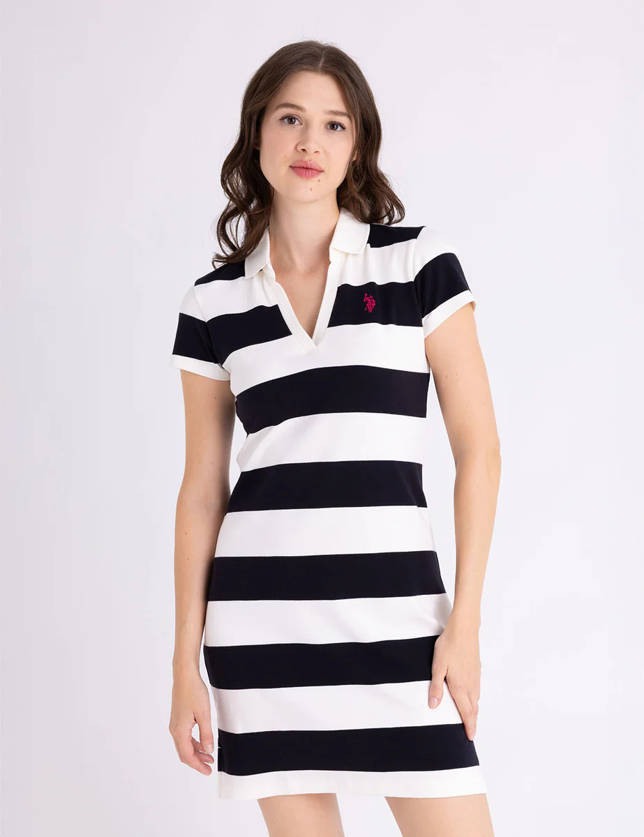 Y-PLACKET RUGBY STRIPE SLIM FIT POLO DRESS | U.S. Polo Assn.