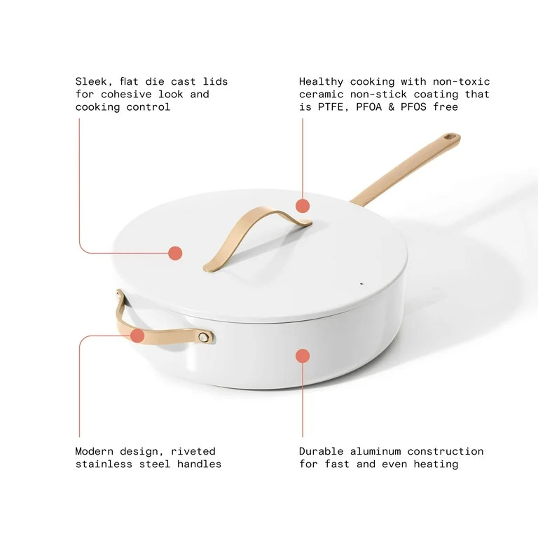 Beautiful 5.5 Quart Ceramic Non-Stick Sauté Pan, White Icing by Drew Barrymore | Walmart (US)