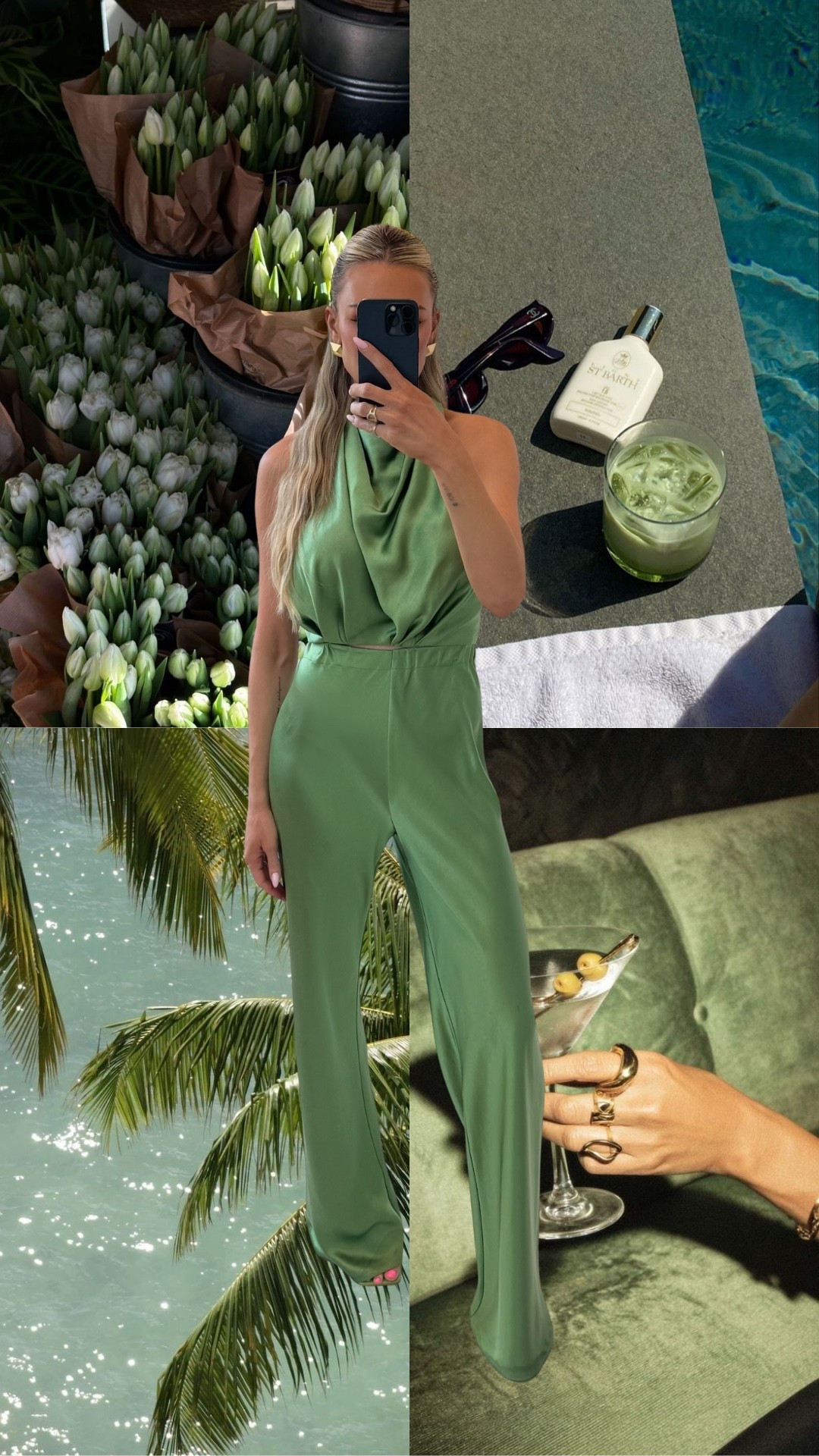 Matching green silky set for spring 🍋‍🟩 

#LTKSpringSale #LTKootd