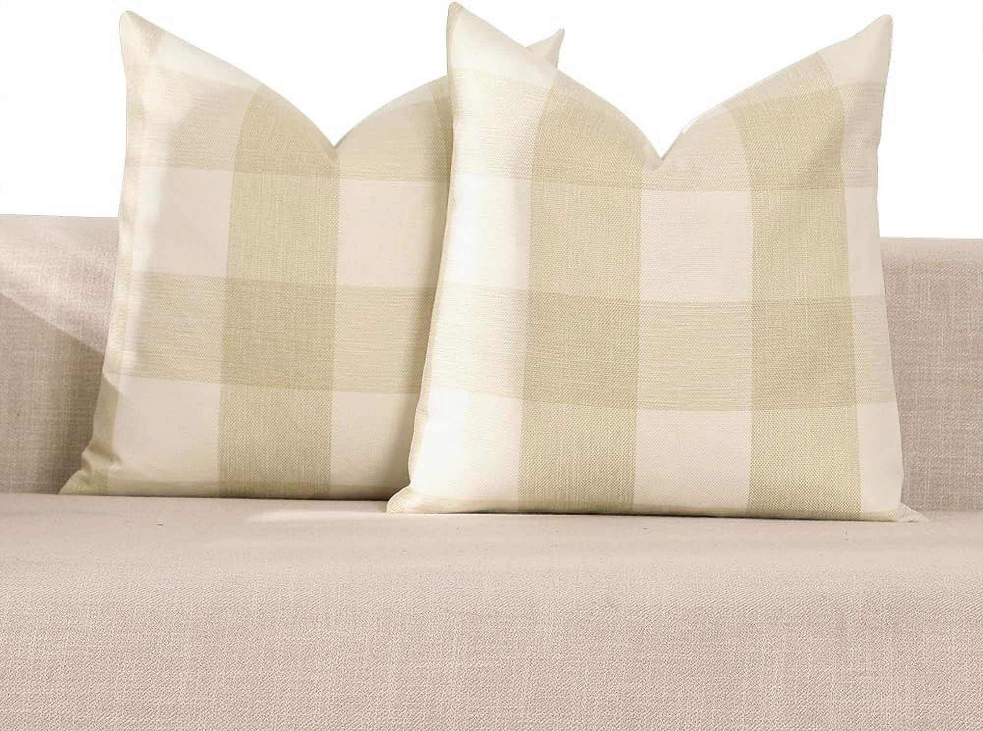 Beige Cream White 20x20 Outdoor Throw Pillow Covers Set of 2 Buffalo Plaid Farmhouse Pillow Cover... | Walmart (US)