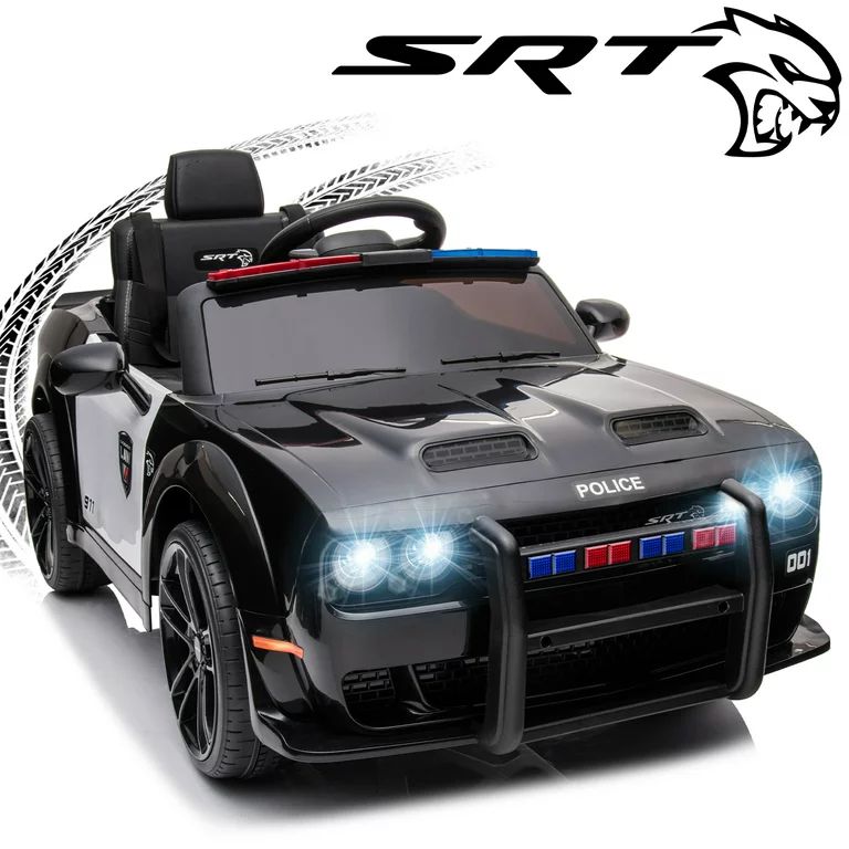 uhomepro Black Police Car 12 V Dodge Challenger SRT Hellcat Powered Ride On Car with Remote Contr... | Walmart (US)