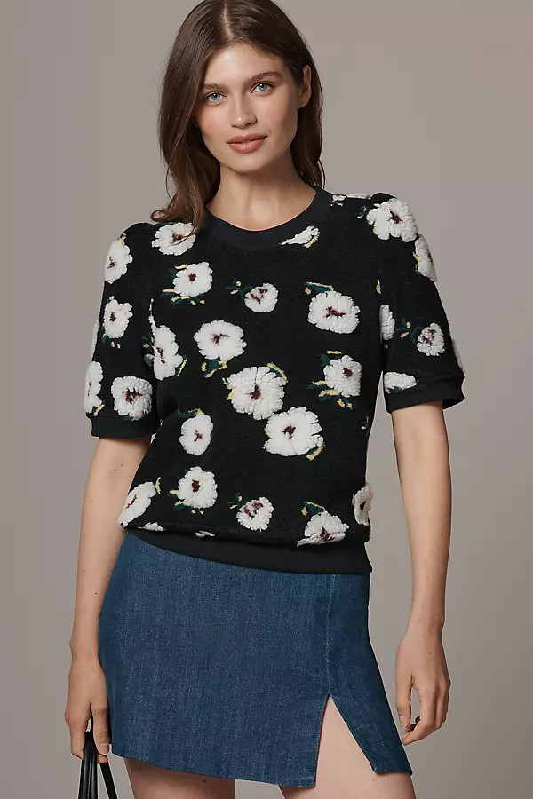 By Anthropologie Short-Sleeve Sherpa Fleece Top | Anthropologie (US)