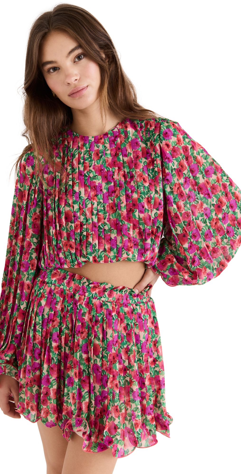 Floral Pleated Bubbled Top | Shopbop