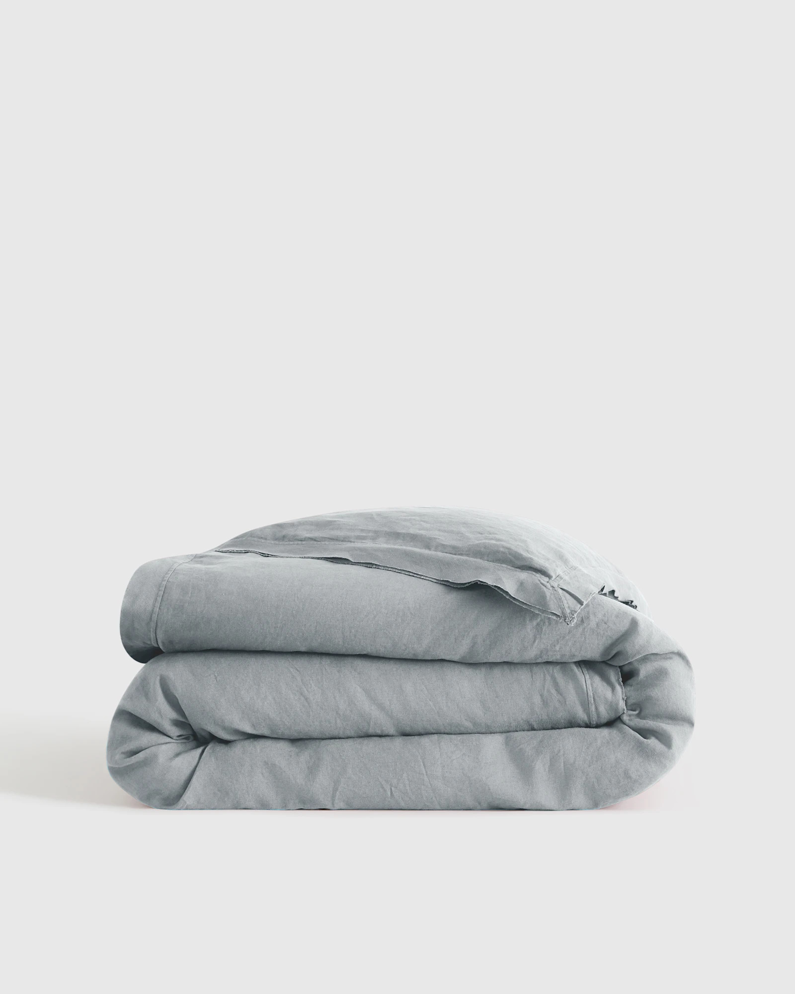 Quince | European Linen Contrast Flange Duvet Cover Set in Aloe/Sand, Size Full/Queen | Quince
