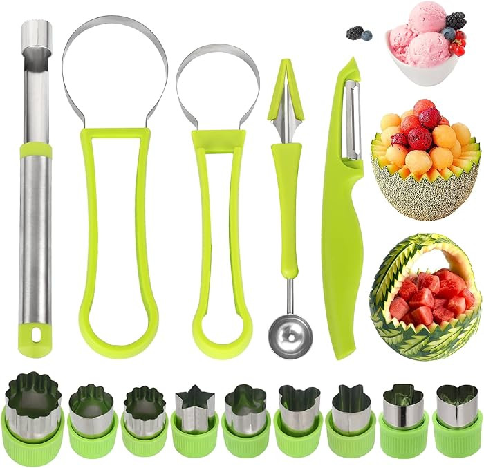 14 Pack Melon Baller Scoop Set - 4 in 1 Stainless Steel Fruit Tool Set Fruit Scooper Seed Remover... | Amazon (US)