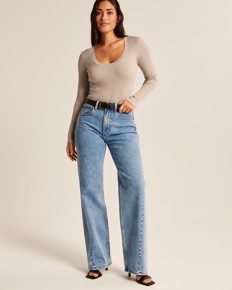 Long-Sleeve Slim Scoopneck Sweater | Abercrombie & Fitch (US)