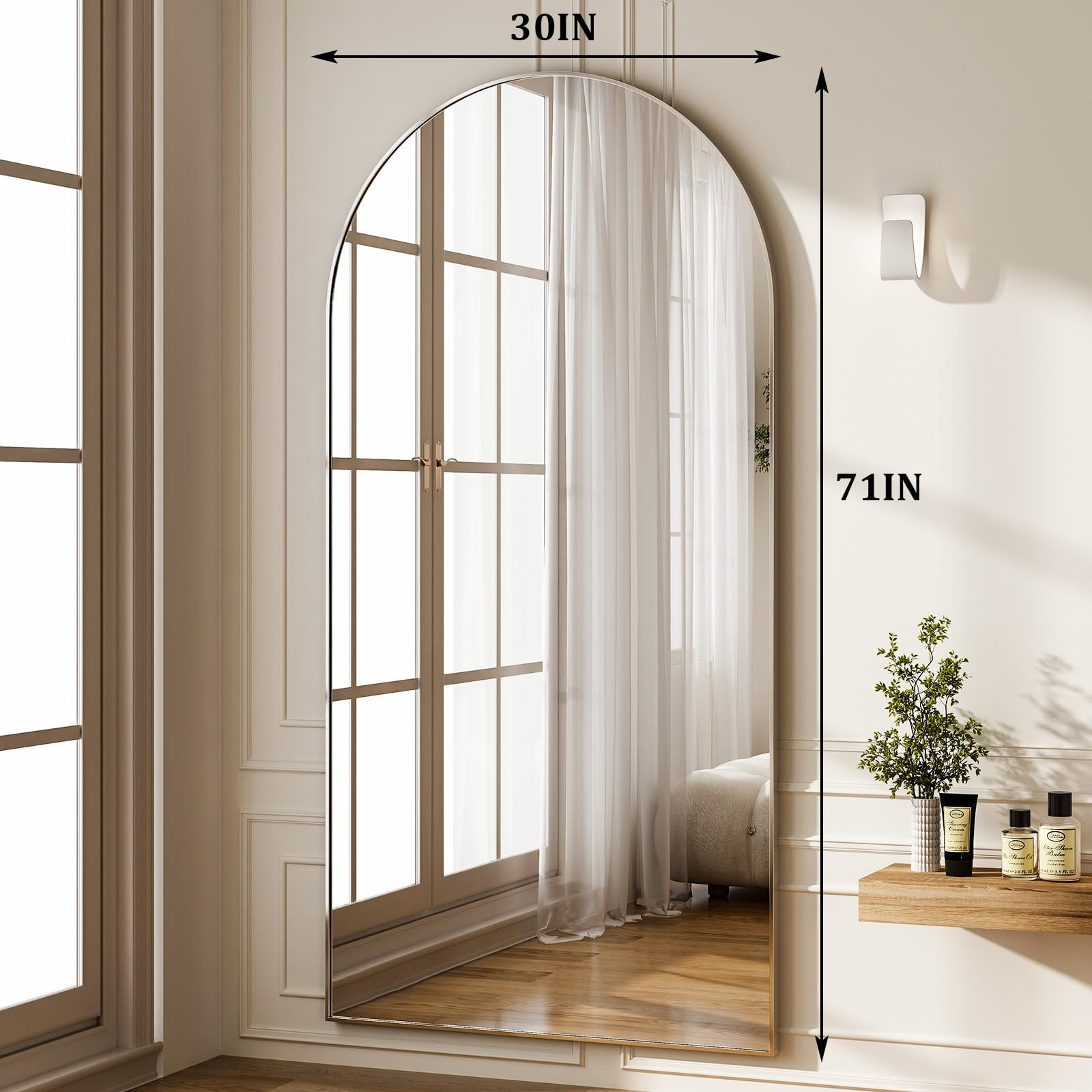 HARRITPURE 71"x30" Silver Full Length Mirror Arch Floor Mirrors with Aluminum Alloy Frame Free-St... | Amazon (US)