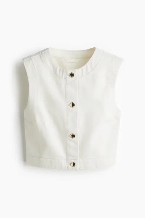 H&M Denim Waistcoat in White at Nordstrom, Size Small | Nordstrom