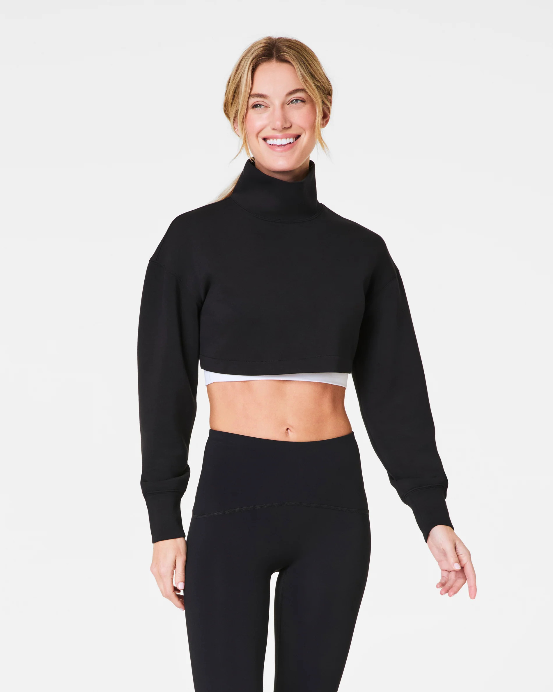 Brushed & Cropped High-Neck Sweatshirt | Spanx