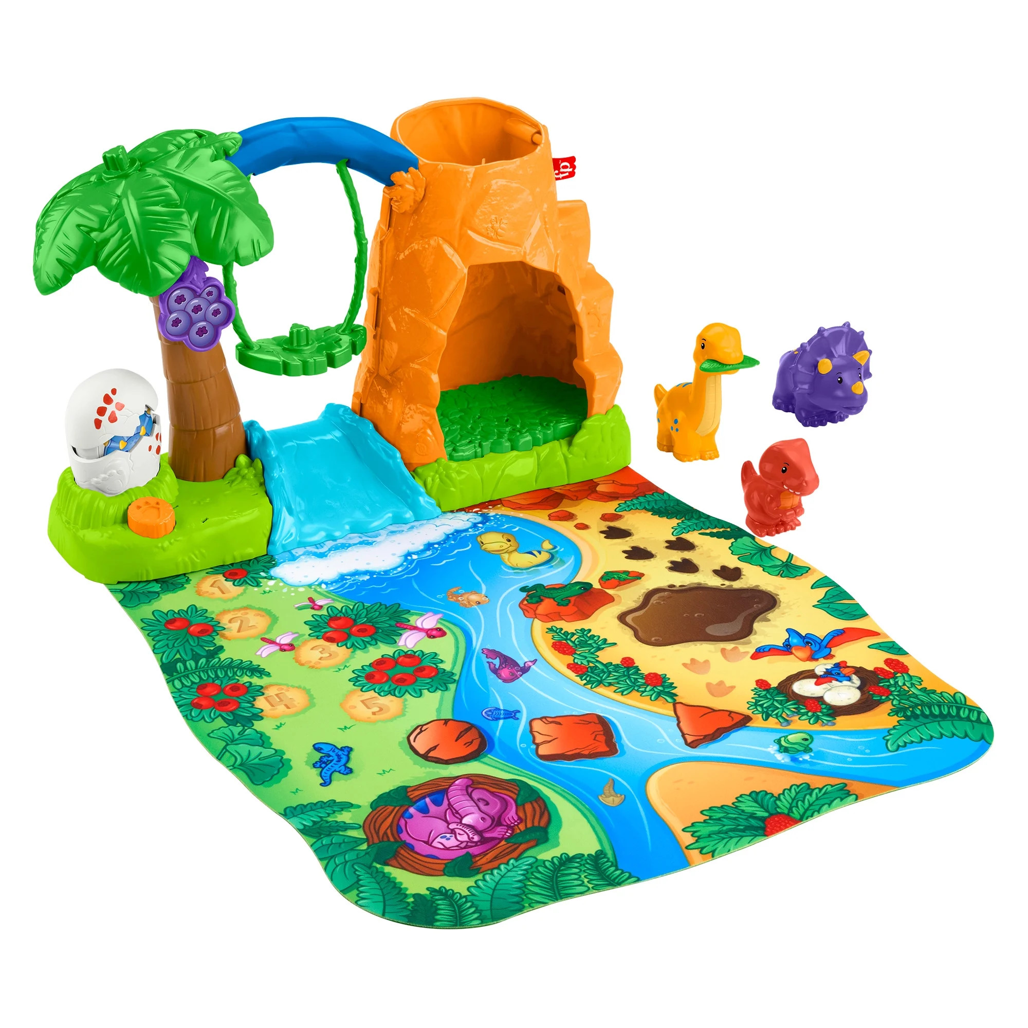 Fisher-Price Little People Dinosaur Village & Play Mat Toddler Playset, 3 Toy Figures | Walmart (US)