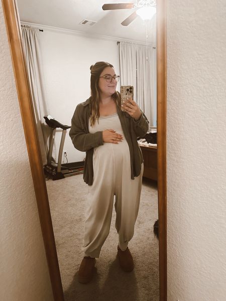 I always get compliments when I wear this jumpsuit & it’s one of the comfiest things I own! #jumpsuit #romper #bumpstyle #pregnancy

#LTKbaby #LTKbump #LTKstyletip