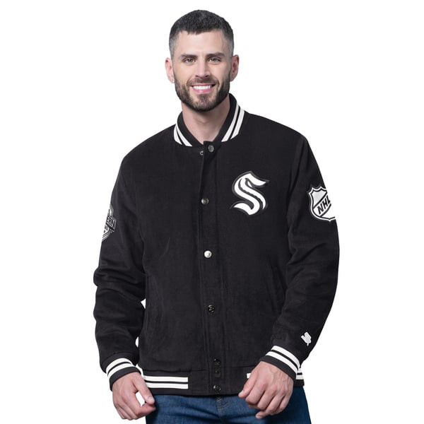 Seattle Kraken Starter Blackout Varsity Jacket - Black | Fanatics