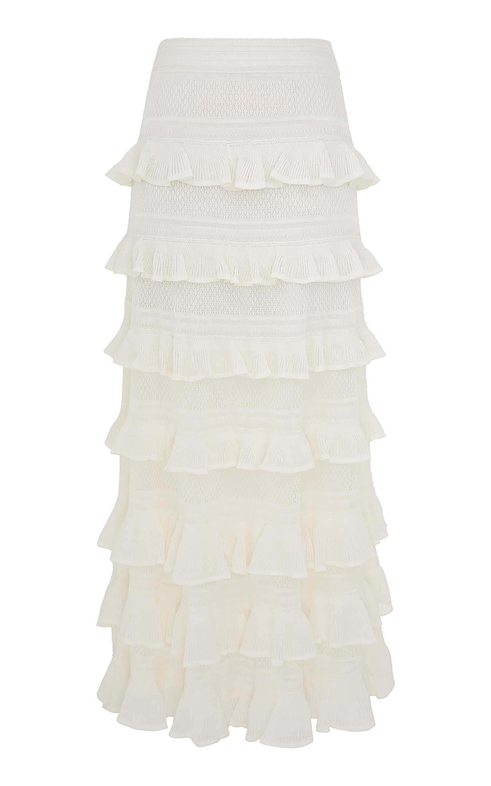 Zimmermann - Illuminate Ruffled Knit Maxi Skirt - Ivory - 0 - Moda Operandi | Moda Operandi (Global)