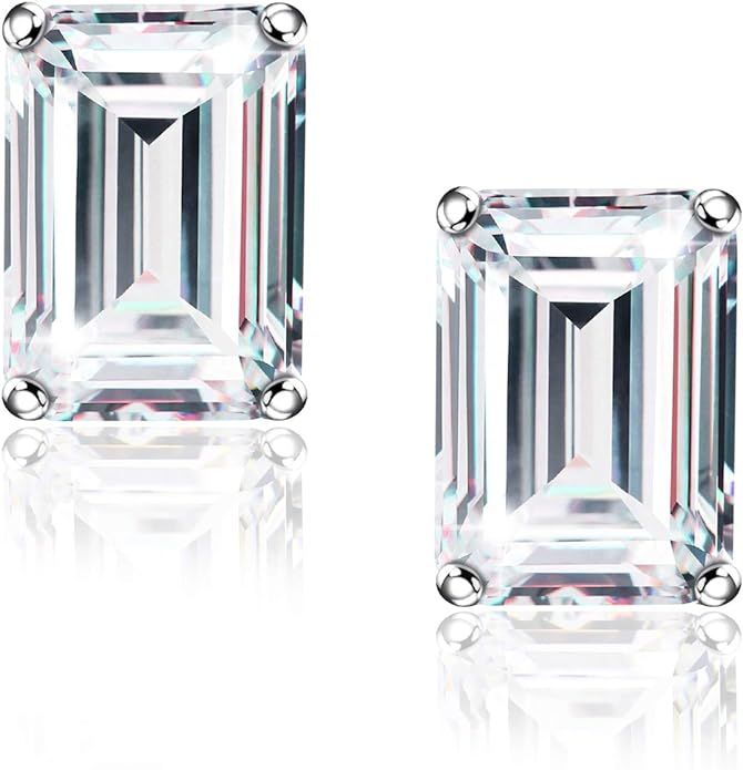 "STUNNING FLAME" Trillion-cut/Cushion-cut/Emerald-cut/Marquise-cut ... 18K White Gold Plated Ster... | Amazon (US)