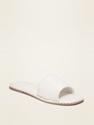 Faux-Leather Whip-Stitched Slide Sandals for Women | Old Navy (US)