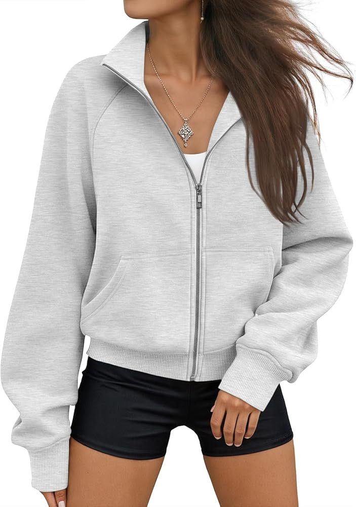 Trendy Queen Womens Sweatshirts Zip Up Hoodies Cropped Crewneck Pullover Casual Jackets Y2k Cloth... | Amazon (US)