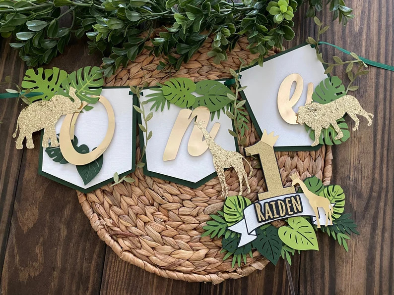 Jungle Safari high chair banner, safari 1st birthday, safari high chair banner, one high chair ba... | Etsy (US)