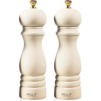 BILL.F Salt and Pepper Grinder Wooden Pepper Mill Grinder White Salt Pepper Shakers Set of 2 with... | Amazon (US)