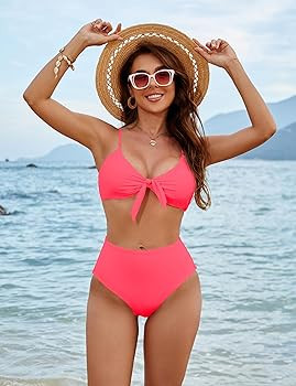 Blooming Jelly Womens High Waisted Bikini Set Tie Knot High Rise Two Piece Swimsuits Bathing Suit... | Amazon (US)