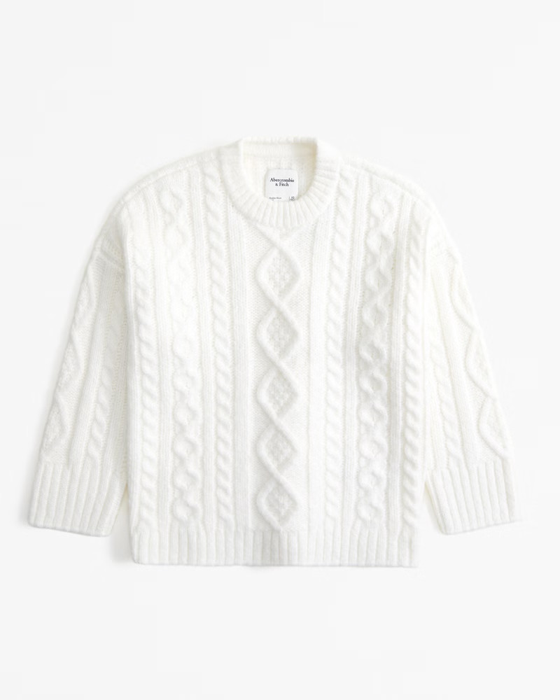 Abercrombie & Fitch Women's Cable Crew Lounge Sweater in Cream - Size M | Abercrombie & Fitch (US)