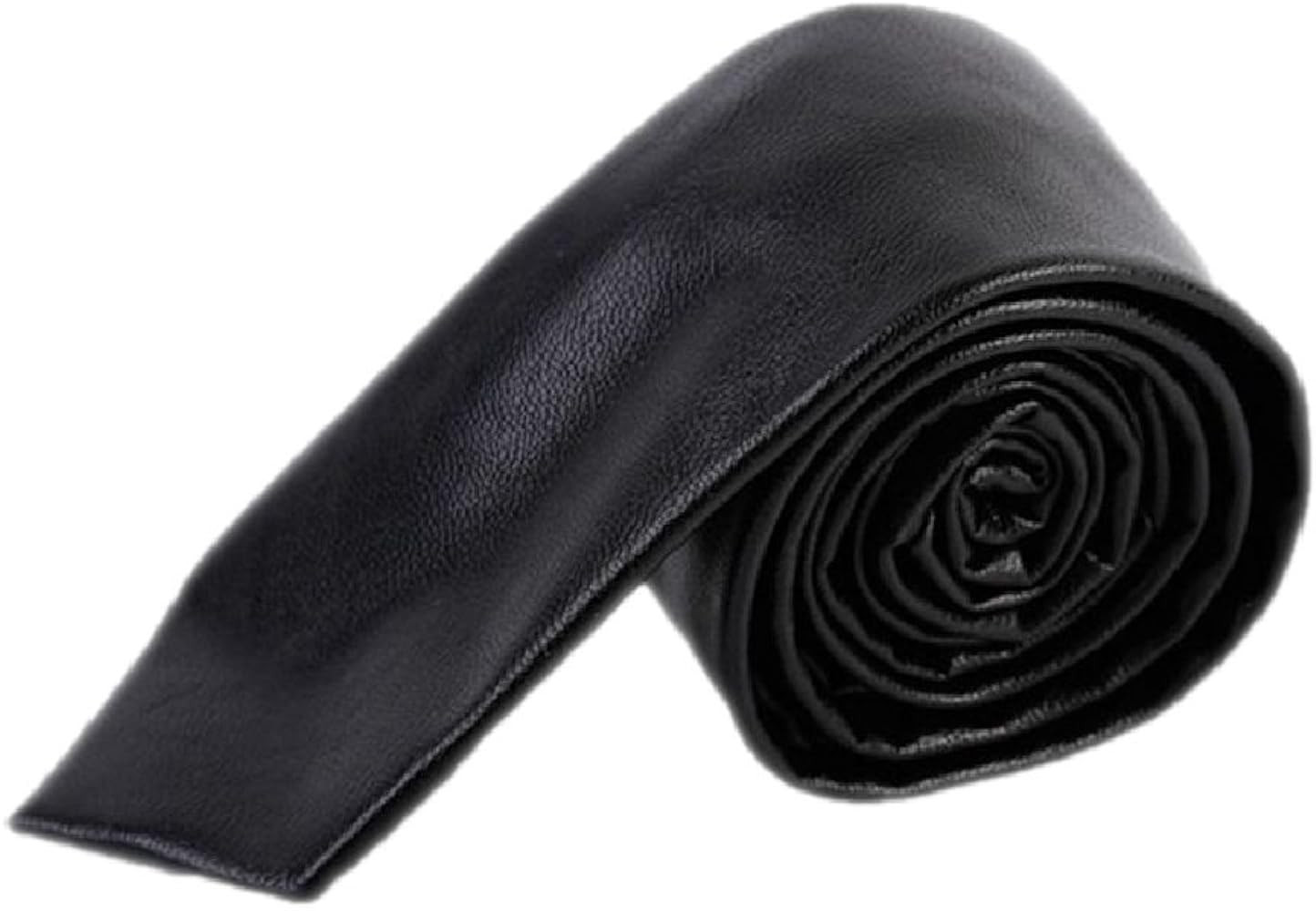 Hello Tie Men's Skinny Tie Handmade PU Leather Black Narrow Necktie | Amazon (US)