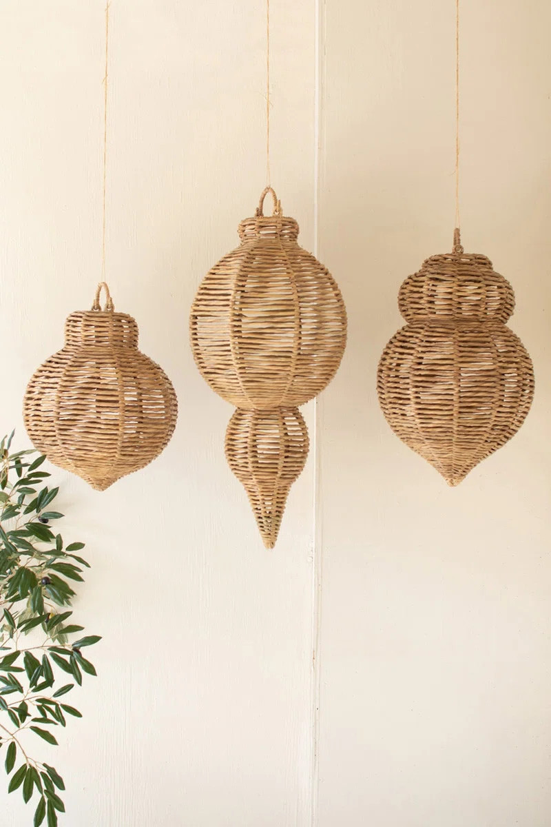 Handcrafted Seagrass and Iron Ornaments Set of 3 Wall Decor 30.25"Tall (Set of 3) | Wayfair North America