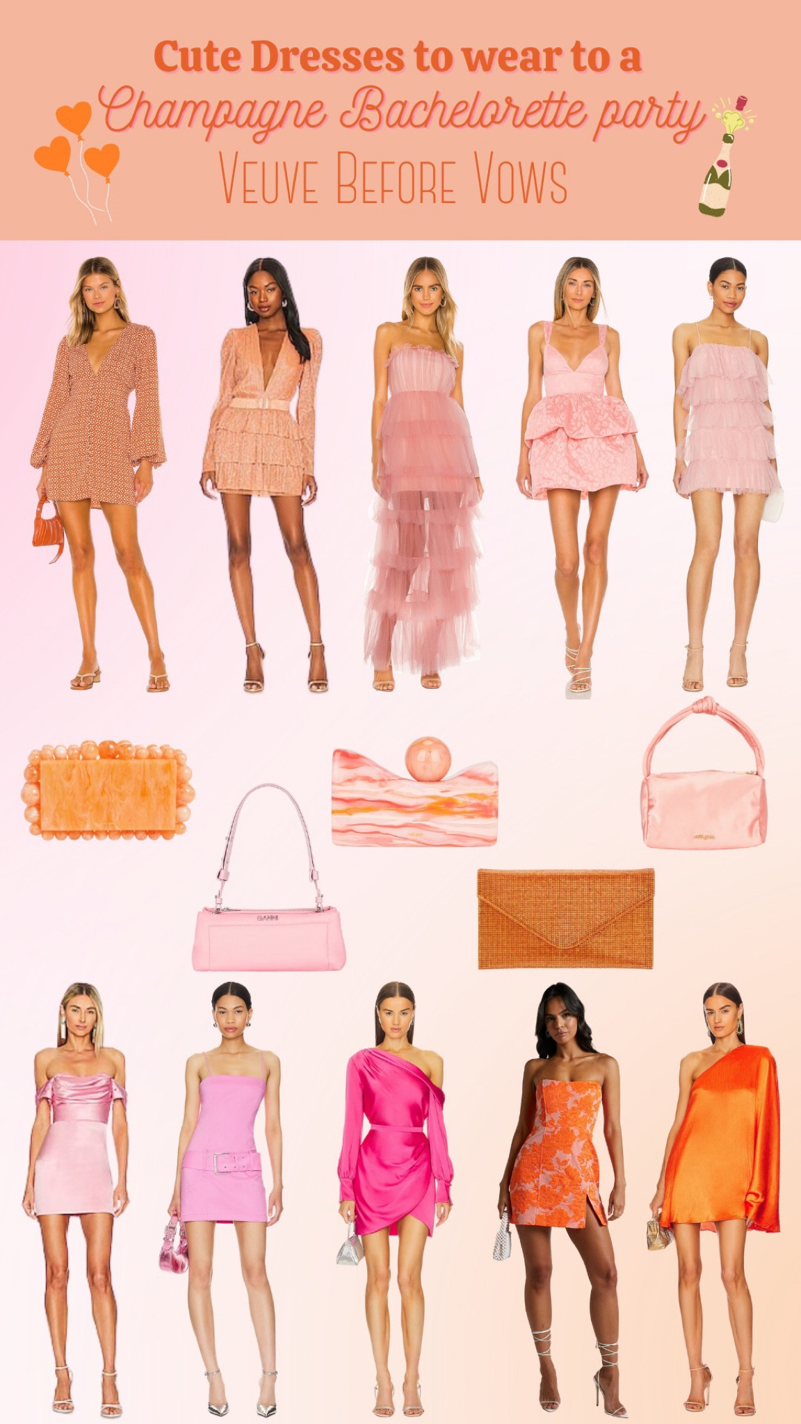 Plan on attending a Veuve Before Vows bachelorette party this summer? Check out these stunning styles perfect for a champagne-themed soirée🍾 #pinkandorangedress #champagnebacheloretteparty

#LTKFind #LTKstyletip #LTKwedding