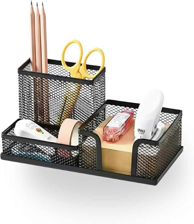 Organizador de Mesa Aramado com 3 Divisórias – Porta Lápis, Canetas e Acessórios de Escritó... | Amazon (BR)