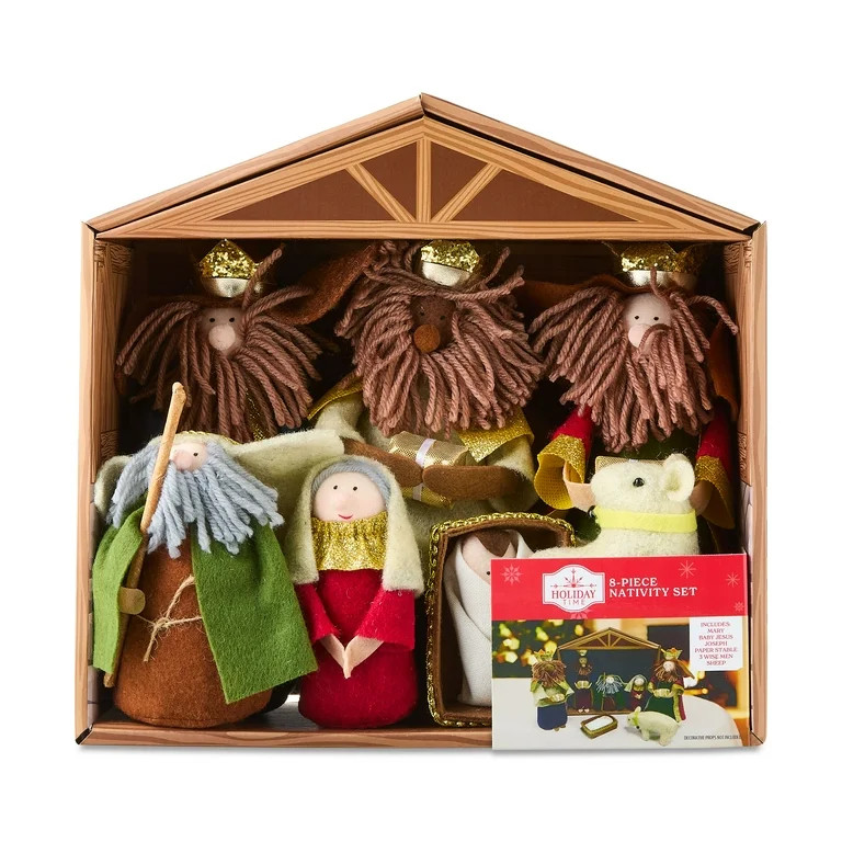 Fabric Indoor Nativity Scene Set, Multicolor, 8 Pieces, by Holiday Time - Walmart.com | Walmart (US)