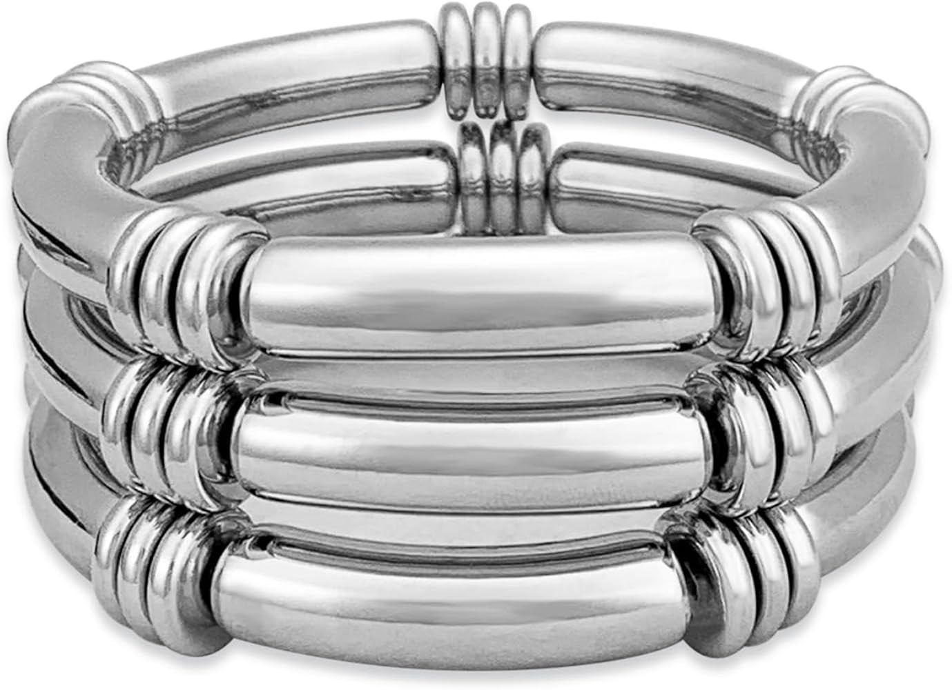 YBMYCM 5PCS Gold Chunky Bangles Bracelets for Women Gold Plated Stackable Layered Curved Bamboo T... | Amazon (US)