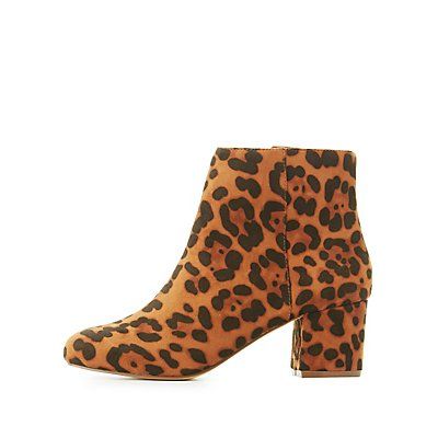 Leopard Low Heel Ankle Booties | Charlotte Russe